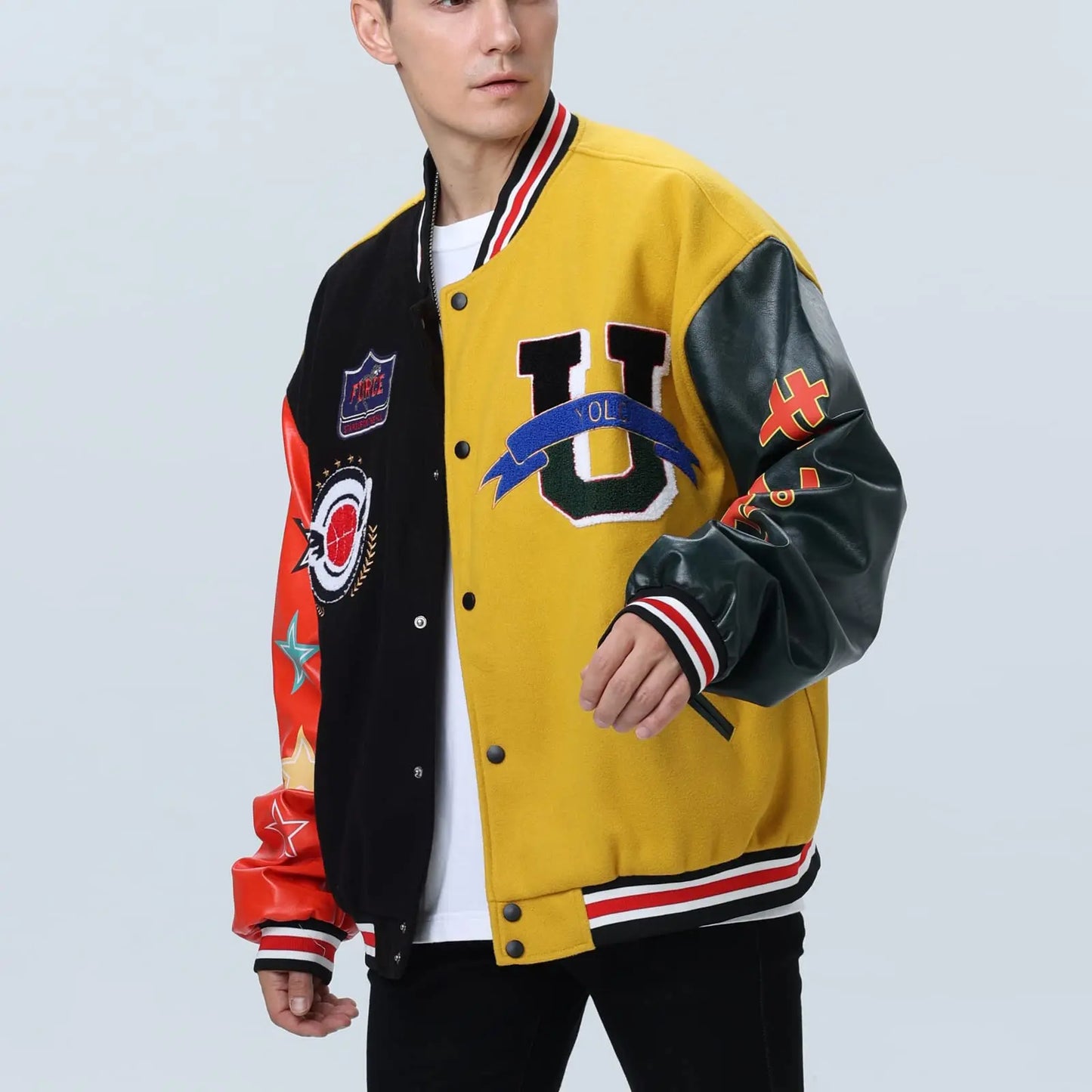 Men Vintage Varsity Hipster Baseball Jacket