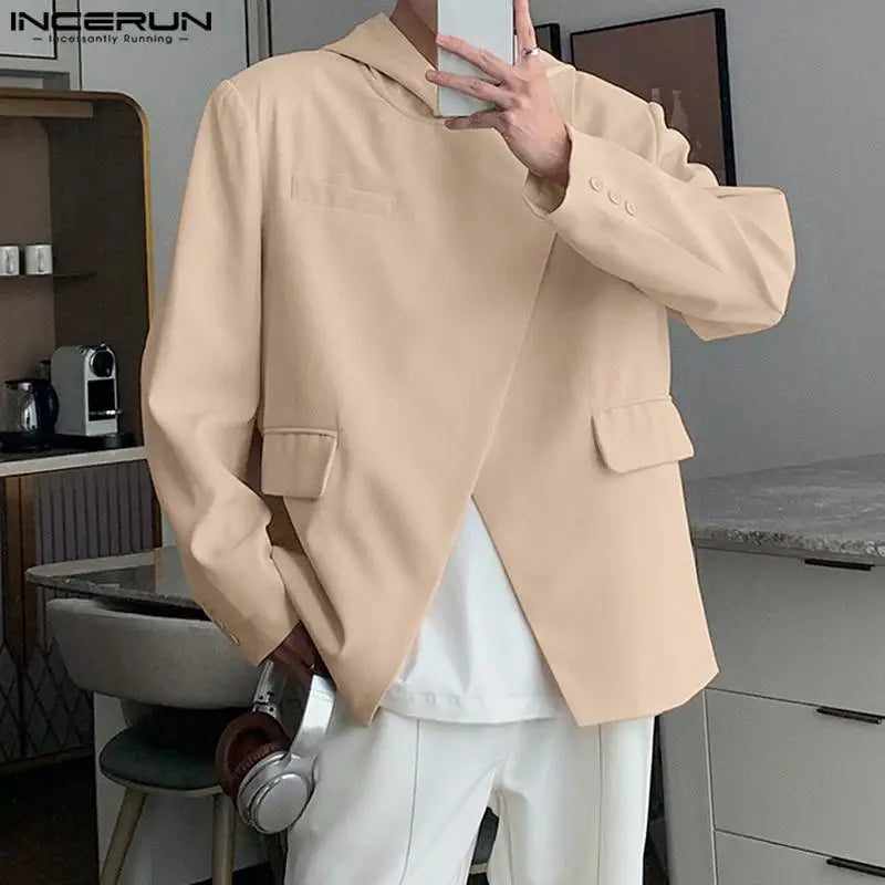 Men Blazer Solid Hooded Casual Suit